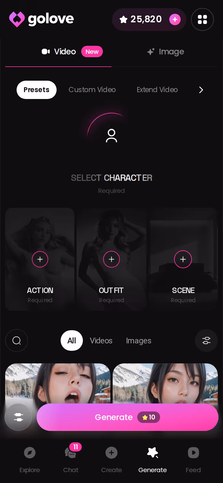 Genera — modalità Video e Immagine affiancate. — alternativa a replika